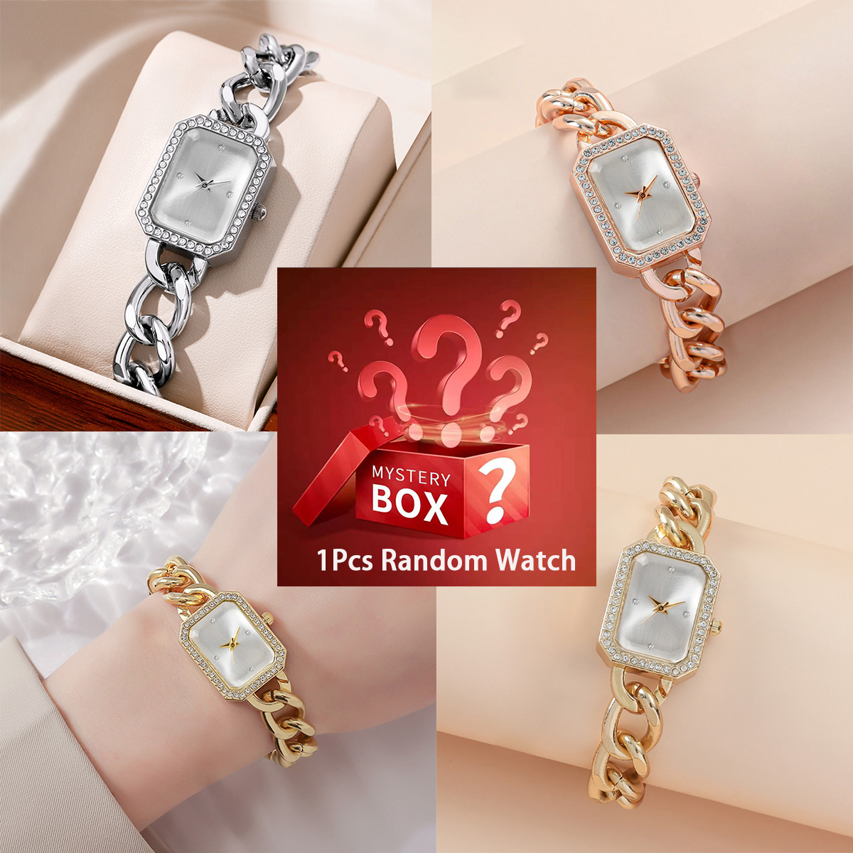 Steel Chain - Mystery box contains 1randomcolor watch quartz