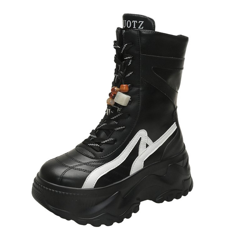 Motorcycle Chain - New Women 8CM Chunky Mid-Calf Boots