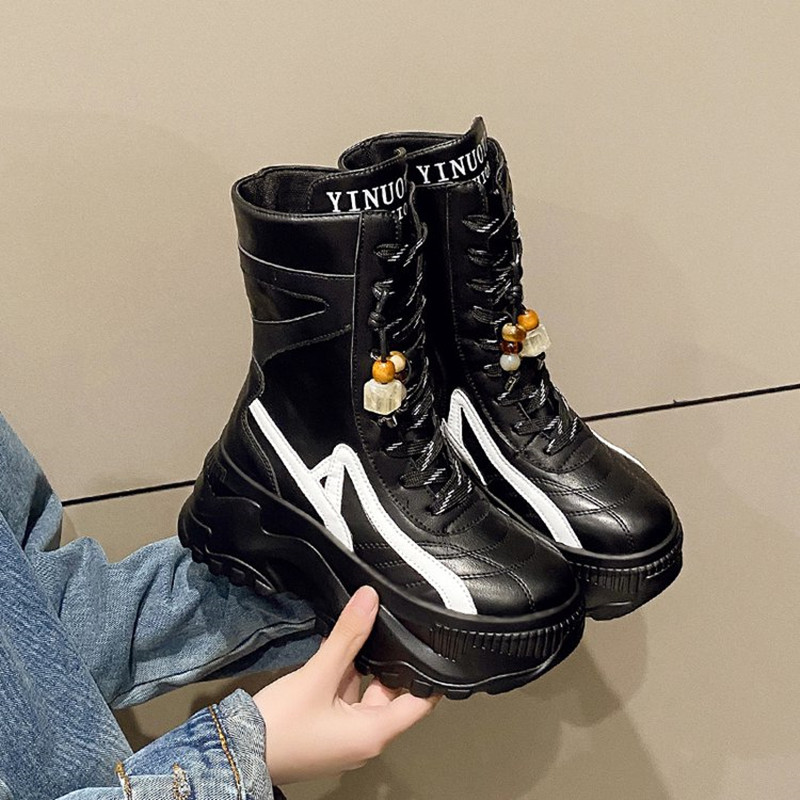New Women 8CM Chunky Mid-Calf  - Motorcycle Chain ulasan dan harga
