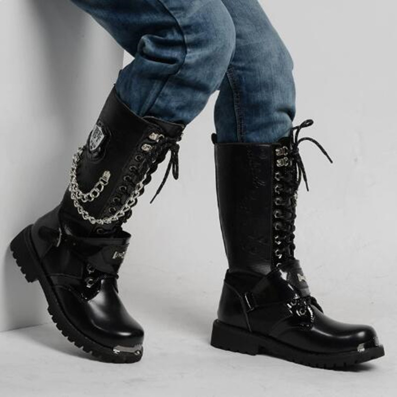 Luxury Men Motorcycle Boots Mi - Steel Chain ulasan dan harga