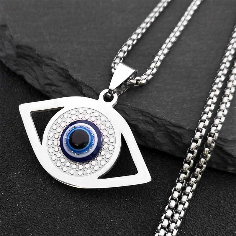 Islam Hamsa Evil Blue Eye Neck - Steel Chain ulasan dan harga