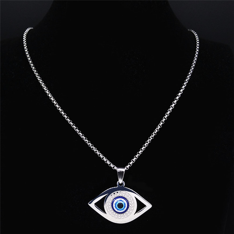 Islam Hamsa Evil Blue Eye Neck - Steel Chain ulasan dan harga