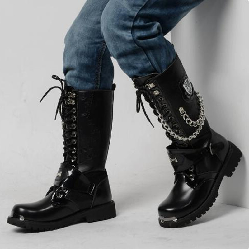 Men Fashion Motorcycle Boots M - Steel Chain ulasan dan harga